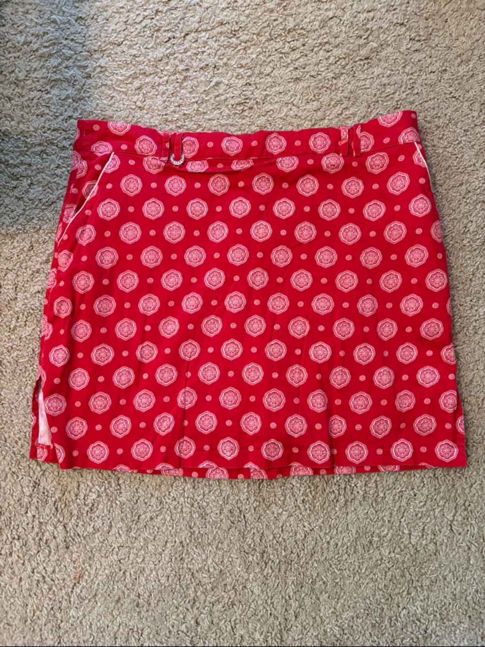 Liz Claiborne Red Printed Golf Skort